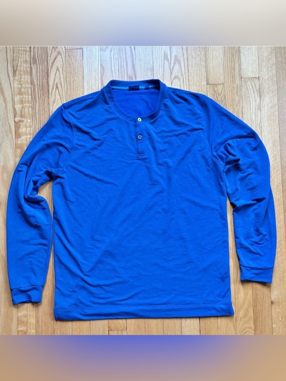 FootJoy Golf Men’s Long Sleeve French Terry Henley Pullover Large Blue Solid